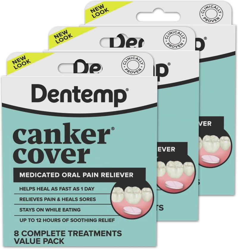 Dentemp Canker Cover - Canker Sore Medicine Pain Reliever - Canker Sore Treatment to Relieve Canker Pain, Mouth Sores & Mouth Irritation - Fast Acting Canker Sore Relief Tablets for Adults (24 Count) - Image 1